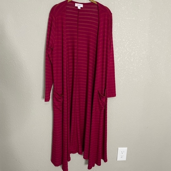 Lularoe Red Stripe Duster Cardigan Small - Picture 3 of 6